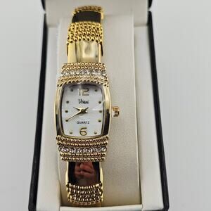 Vivani Gold Tone Bracelet Glitz Watch Sparkle Sophisticated Glamorous Evening